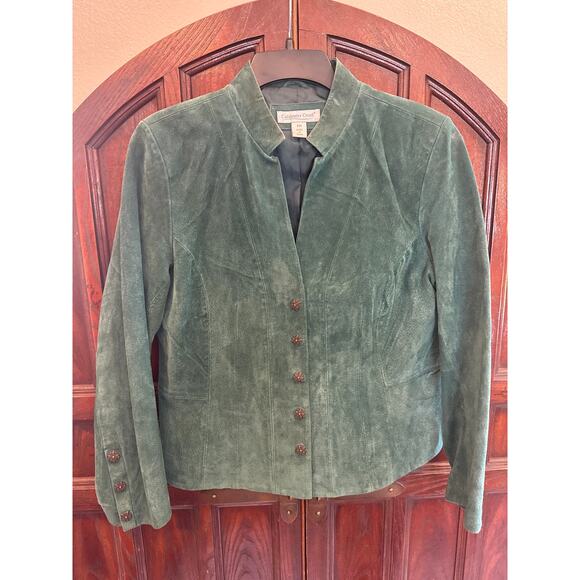 Coldwater Creek Green 100% Leather Jacket, Petite-Medium - Picture 1 of 7